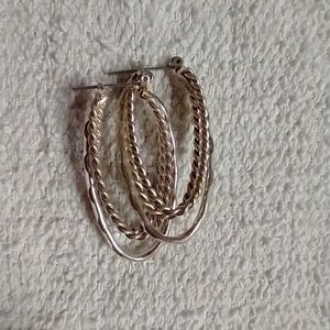 Silvertone twisted wire pierced earrings